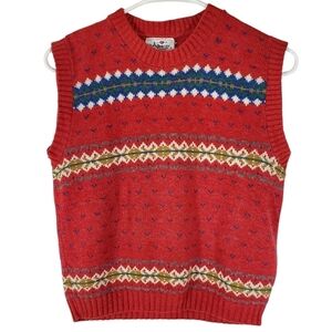 1482 * Alberoy Fair Isle Sweater Vest Red Size Unknown Vintage